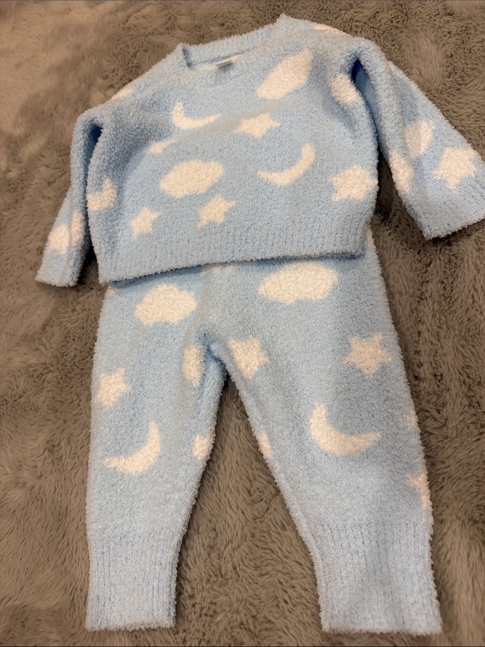 cloud island Light Blue & White Cloud and Moon Pajama Set